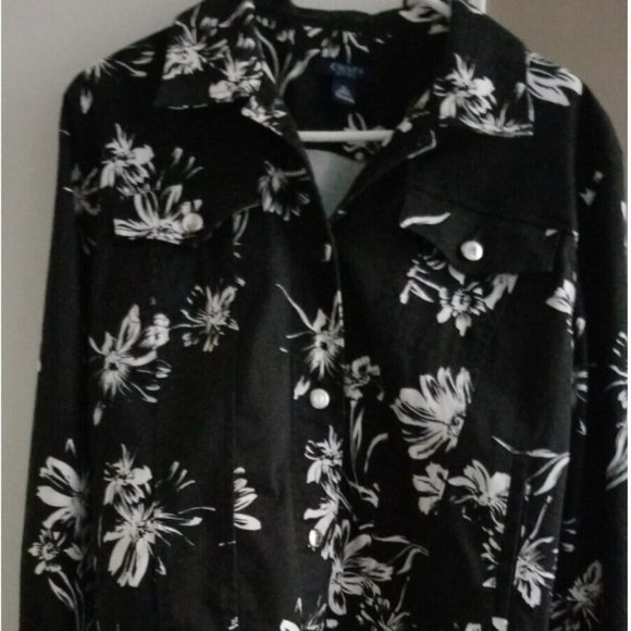 Chaps small black jacket with white floral print - Picture 3 of 6